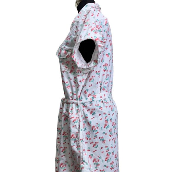 NWOT Levis Snap Front Dress Short Sleeve White/Floral Belted Cotton Sz 12 .e - Picture 3 of 8